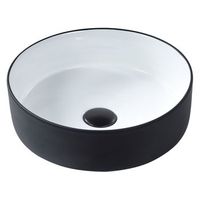lavabo sobre encimera de ceramica bano r 36 cm blanco y negro acabado brillante calig
