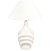 lampara de mesa de ceramica beige crema blanco crema 56 cm pantalla tela celeste