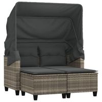 sofa jardin  sofa de exterio 2 plazas con capota y taburetes ratan pe gris claro