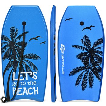 Costway Tabla de Surf Bodyboard con Núcleo EPS Superficie XPE Base HDPE Ligero con Correa para Muñeca para Surf Deportes Acuáticos Azul 104 x 51 cm