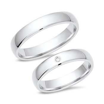 Alianzas 8 quilates oro blanco con diamante