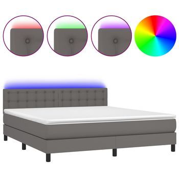 Cama Tapizada 203x180x88 Cm Vinilo - Gris