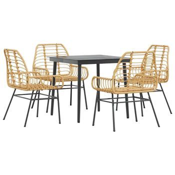 Juego De Comedor Jardín 5 Uds Ratán Sintético Marrón Cfw315725