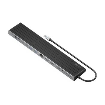 Base para portátil Aisens ASUC-13P042-GR USB-C Dock 13 en 1 4K, HDMI, DisplayPort