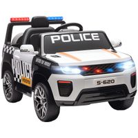 aiyaplay coche electrico para ninos de policia con mando a distancia motor doble sirena suspension en 4 ruedas y faros blanco
