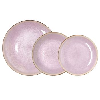 Vajilla 12 piezas porcelana rosa