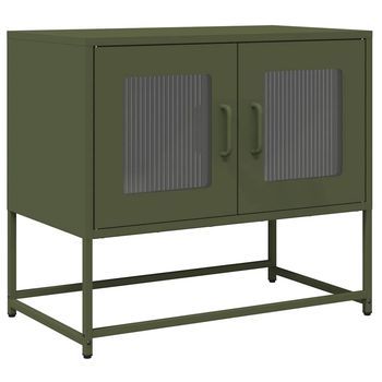 Mueble De Tv Acero Laminado En Frío Verde Oliva 68x39x60,5 Cm Vidaxl