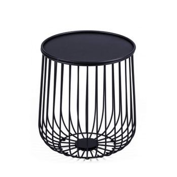 Mesa Auxiliar Redonda En Acero Apta Para Exteriores 35x31x41cm - Negro