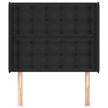 Cabecero Cama Mueble De Dormitorio Con Orejas De Cuero Sintético 103 X 16 X 118/128 Cm Negro M02_0002984