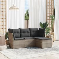 conjunto de sofas de jardin 4 uds  mueble jardin mesa y sillas y cojines ratan sintetico gris cfw883121