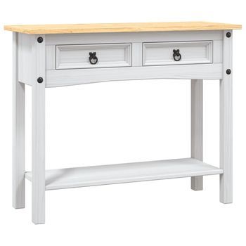 Mesa Consola | Mesa De Entrada | Mesa Auxiliar Corona Range De Pino Mexicano Blanco 90x34,5x73 Cm