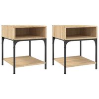 pack 2 uds mesitas noche  mesa auxiliar  mesilla madera ingenieria roble sonoma 40x41x50 cm