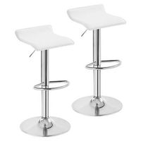 juego de 2 taburetes de bar de polipiel y acero cromado - taburetes ajustables y giratorios - blanco