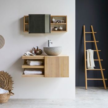Mueble para lavabo de teca maciza de 90 cm