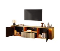 mueble tv 180 cm de mdf con 2 puertas1 cajon y luz ledmaderanegro