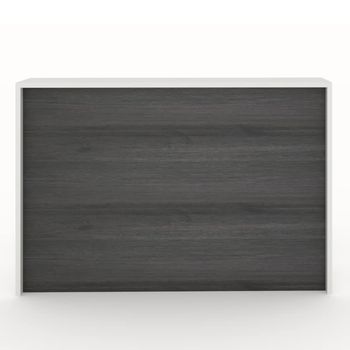 Mostrador De Recepción Y Oficina. Fácil Montaje Y Robusto. Laminado Con Frontal Color Roble Azabache. Fabricado En España. (160x105x50 Cm).
