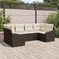 set de sofa de jardin  de 6 piezas con cojines marron poliratan v4441 unico  marron