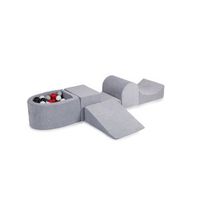 meowbaby parque infantil de espuma con piscina de bolas terciopelo gris claro  blancorojonegrogris 100 bolas