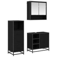 juego de muebles de bano 3 pcs roble negro madera contrachapada vidaxl