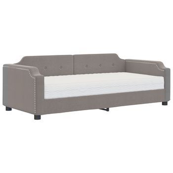 Sofá Cama | Cama Para Adulto | Sofá Convertible Con Colchón Tela Gris Taupe 90x200 Cm