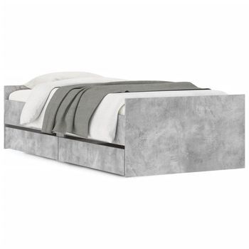 Estructura De Cama Con Cajones Gris Hormigón 75x190 Cm