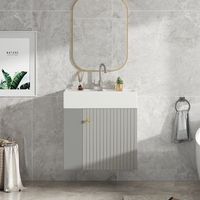 mueble de bano con lavabo - bano - tablero de particulas - gris y blanco 55x31x665cm