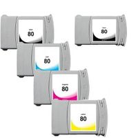 compatible multipack hp designjet 1050c plus printer ink cartridges 5 pack -c4871a