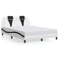 cama doble  cama para adultos  estructura cama cabecero cuero sintetico blanco negro 140x200cm