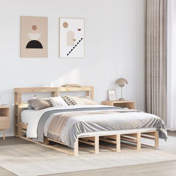 Cama De Matrimonio | Cama De Adulto | Estructura De Cama Sin Colchón Madera De Pino Blanca 140x200 Cm Cfw339322