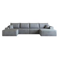 sofa esquinero modular gris con chaise longue en forma de l asiento profundo pana a rayas