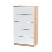 comoda con 5 cajones blanco artik y roble canadian