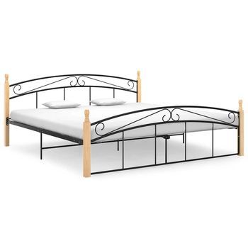 Estructura Cama Sin Colchón Metal Madera Roble Negro 180x200 Cm Vidaxl