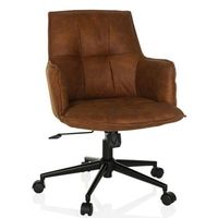 silla de oficina para el hogar  silla giratoria solao life tela marron hjh living