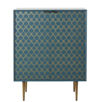 Aparador de MDF turquesa y dorado de 70 cm