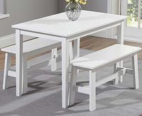 chiltern 115cm white dining set with 2 chiltern benches