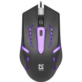 Ratón Defender FLASH MB-600L USB 1200 DPI Negro RGB Ambidiestro Gaming