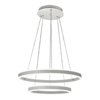 lampara colgante led palau 108w 3000k regulable o60 y o40 cm plata - dos anillos de metal y metacrilato
