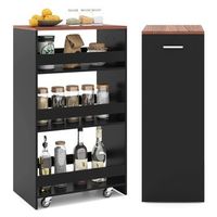 carro de almacenamiento estrecho de 4 niveles costway carrito auxiliar 475x30x805negro y marron