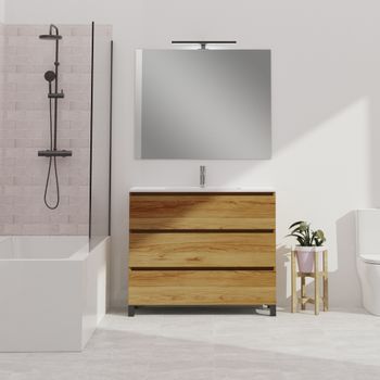 Conjunto De Baño Wink | 100 Cm Teka | Tres Cajones | Lavabo Empotrado | Mueble Montado | No Incluye Espejo | Alday