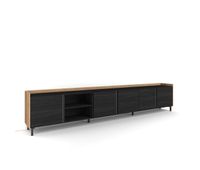 mueble tv television muebles de salon almacenaje 309x35x61cm para tv hasta 80 diseno industrial estilo moderno negro y roble