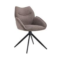 silla giratoria para comedor moorea  tela marron  patas de metal negro  altura 90 cm  estilo disenoindustrial
