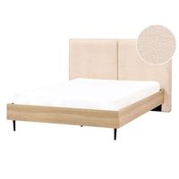 cama con somier moderna con cabecero tapizado beige 140 x 200 cm izernore