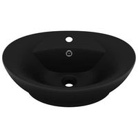 lavabo lujoso con rebosadero ceramica negro mate 585x39 cm vidaxl