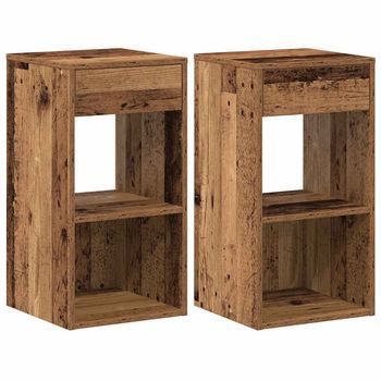 Mesillas De Noche Con Cajón 2 Uds Madera Vieja 35x34x66,5 Cm Vidaxl
