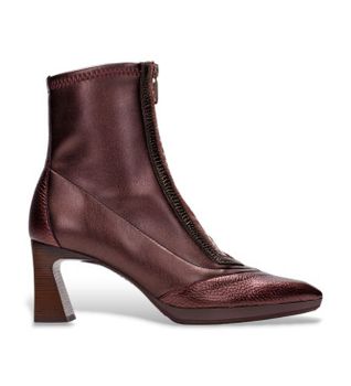 Hispanitas para mujer. CHI254186 Botines de Piel Atlanta burdeos (40), 5 a 8cm, Cremallera, Casual