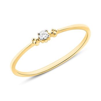 Anillo de oro 14 quilates para mujer con diamante