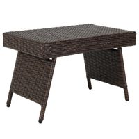 costway mesa baja de mimbre plegable mesita de exterior con tabla en pvc para piscina patio balcon jardin marron 60 x 40 x 40 cm