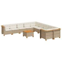 set de sofas de jardin 11 piezas con cojines ratan sintetico beige
