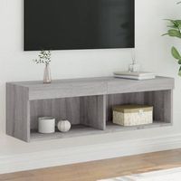 mueble tv  mueble de salon  armario tv con luces led gris sonoma 100x30x30 cm cfw778471