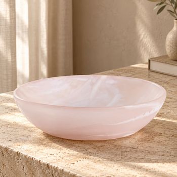 Bol de resina en rosa y blanco 19x19x6 cm
